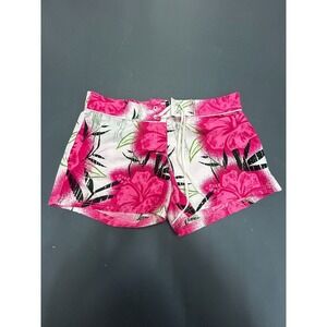 Island Beach Board Shorts Women's S Pink Floral Tropical Swim Surf Quick Dry